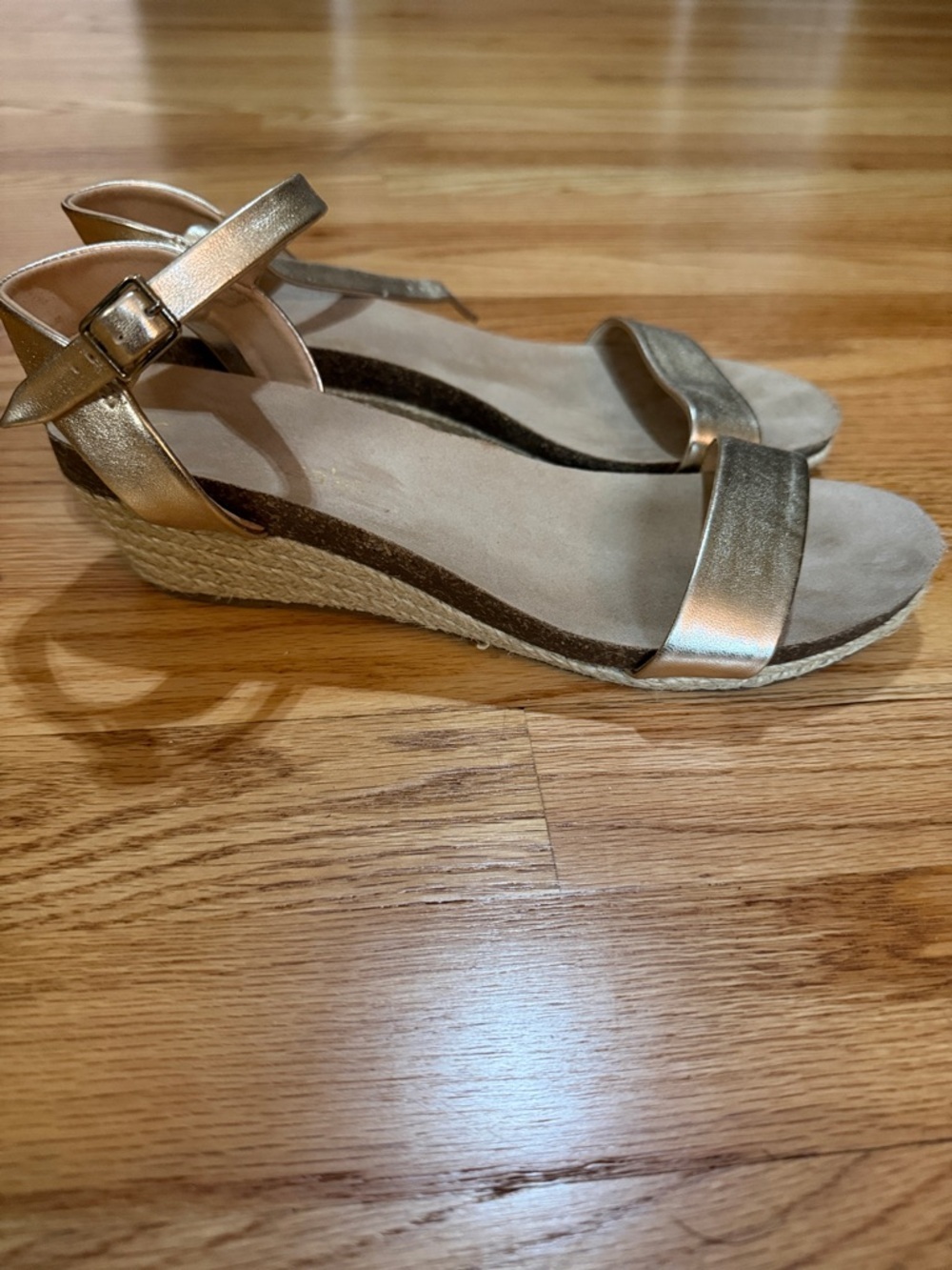 Francesca's Collections Metallic Gold Espadrille Wedges